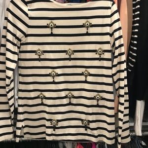 J. Crew embellished boat neck top.